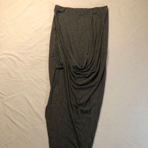 Grey knit wrap midi skirt